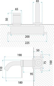 Baterie lavoar incastrata Rea Clif cupru periat