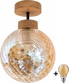 BRILAGI - Lustră LED aplicată R GLASS 1xE27/60W/230V Ø 17 cm stejar/bej fumuriu