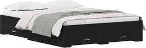vidaXL Cadru de pat cu sertar Stejar Negru 140 x 190 cm Lemn compozit