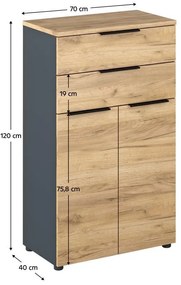 Comodă Klodekas 3 (grafit + Stejar artisan) . 1097176