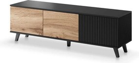 Comoda TV RANDOM , stejar wotan/negru, PAL furniruit, 150x40x47 cm