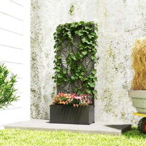 Outsunny Jardinieră cu spalier, ladă pentru flori, cu paravan, pentru plante cățărătoare, metal, 45 x 21,5 x 110 cm, negru | Aosom Romania