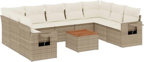 vidaXL Set canapele de grădină cu perne, 10 piese, bej, poliratan
