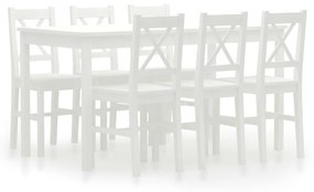 Set mobilier de bucătărie, 7 piese, alb, lemn de pin