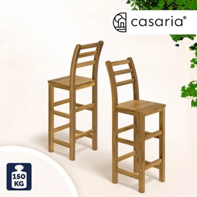 Scaune de bar OSLO cu spătare, 2 buc., 40x36x110cm, maro natural Casaria