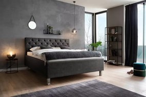 Boxspring 180x200 cm, cu lada de depozitare și somiere incluse, culoare gri închis