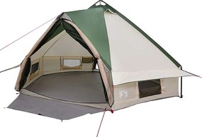 vidaXL Cort Teepee pentru 6 persoane Verde și alb 490 x 410 x 210 cm