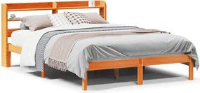 vidaXL Cadru de pat cu tăblie, maro ceruit, 150x200 cm, lemn masiv pin