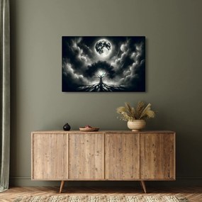 Tablou – Arbore alb-negru în lună plină (90x60 cm)
