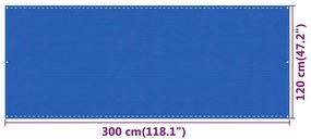 Paravan pentru balcon, albastru, 120x300 cm, HDPE Albastru, 120 x 300 cm