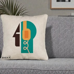 Perna Personalizata Retro Casti Muzicale, 40x40 cm, Bej Canapea, Husa Detasabila, Perna Inclusa, BEKZ®