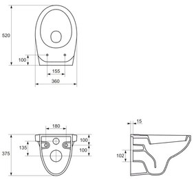 Set vas wc suspendat Delfi cu capac soft close, rezervor incastrat System 01 si clapeta crom lucios