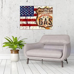 Tablou pe sticlă - Vintage steag (70x50 cm)