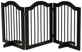 PawHut Barieră de siguranță barieră modulabilă pliabilă pentru animale de companie cu picior de suport MDF lemn masiv 154,5 x 61 cm negru | Aosom Romania