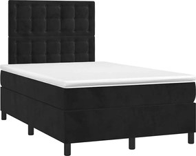 vidaXL Pat box spring cu saltea, negru, 120x190 cm, catifea