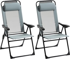 Outsunny Lot de 2 fotolii de grădină set basic de 2 fotolii pliante fotoliu de camping cotier spătar reglabil în 5 poziții | Aosom Romania