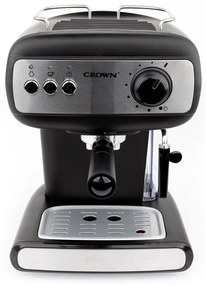 Espressor manual Crown CEM-1525, 850W, 15 bar, 1.2 l, Cafea macinata, Spumare lapte, Incalzire cesti, Negru