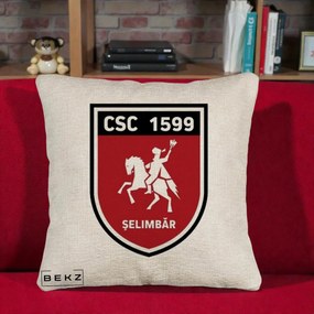 Perna Personalizata CSC 1599 Selimbar Fotbal, 40x40 cm, Bej Canapea, Husa Detasabila, Perna Inclusa, BEKZ®