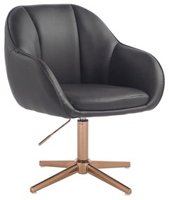 HR2055CROSS Scaun Neagră din Piele Ecologica cu Bază Aurie