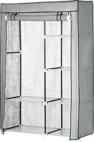 HOMCOM Dulap Modular din Oțel și PP, Organizator cu 6 Rafturi Deschise, 1 Cuier și Ușă, 103x43x162.5 cm, Gri | Aosom Romania