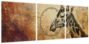 Tablou - Girafă, pictură (cu ceas) (90x30 cm)