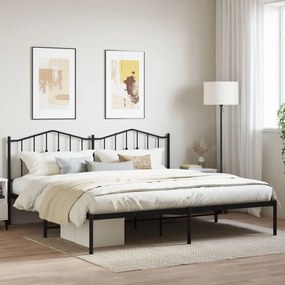 373795 vidaXL Cadru de pat metalic cu tăblie, negru, 193x203 cm