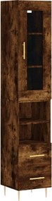 vidaXL Dulap înalt, stejar fumuriu, 34,5x34x180 cm, lemn prelucrat
