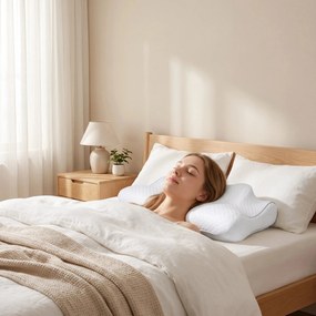 Perna cervicala ortopedica CERVI-SAN Ortho, inaltime reglabila, memory foam, husa lavabila