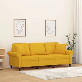 3153254 vidaXL Canapea 3 locuri cu perne&pernuțe galben deschis 180 cm textil