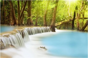 Tablou cu cascada Huai Mae Kamin în pădure (90x60 cm)