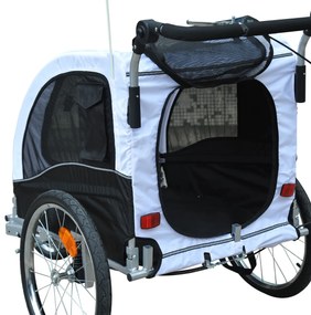 PawHut Cărucior tip Remorcă pentru Câini pentru Bicicletă, Alb și Negru | Aosom Romania