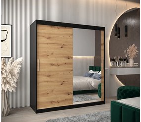 Dulap de haine 180 cm Toki 2 (negru mat + stejar artisan). 1065005