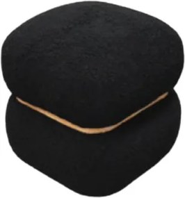 Taburet Mara ,structura Mdf si blana artificiala - NEGRU - H 36 CM / L 36 CM / 36 CM
