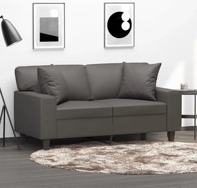 vidaXL Perne decorative, 2 buc., gri, 40x40 cm, piele ecologică