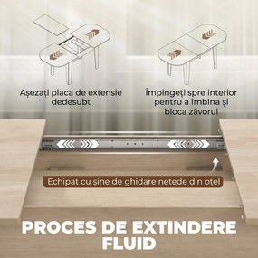HOMCOM Masă Ovală Extensibilă pentru Dining, 140-180 cm, Stejar | Aosom Romania