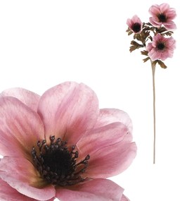 Floare artificială Anemona roz, 3 flori, 56 x 17cm