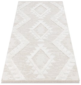 Covor ECO SISAL BOHO MOROC Caro 22312 franjuri - structural bej / cremă, covor reciclat