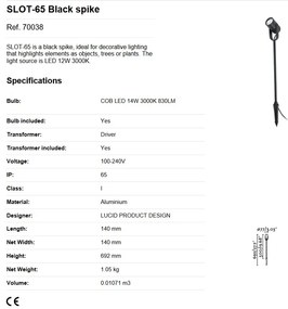 Proiector LED de exterior cu tarus IP65 SLOT-65