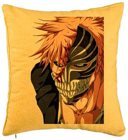 Perna Decorativa cu Bleach Hollow Ichigo, 40x40 cm, Galben, Husa Detasabila, Burduf