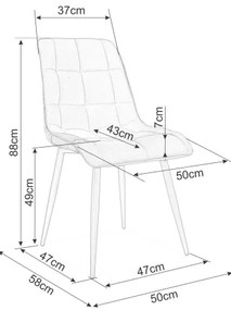 Scaun de bucaterie Chic D Velvet, gri