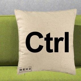 Perna Personalizata Tasta Ctrl Tipografie Bold, 40x40 cm, Bej, Husa Detasabila, Perna Inclusa, BEKZ®