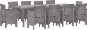 vidaXL Set de masă pentru grădină 11 pcs Gri deschis Polipropilenă