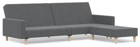 3080477 vidaXL Canapea extensibilă cu taburet, 2 locuri, gri deschis, textil
