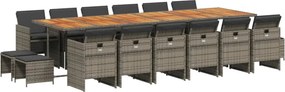 vidaXL Set mobilier de grădină cu perne, 17 piese, gri, poliratan
