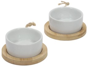 Set 2 boluri + tavite din lemn EH Excellent Houseware, Portelan/Lemn