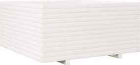 vidaXL Jardinieră de grădină, alb, 100x100x49,5 cm, lemn masiv de pin