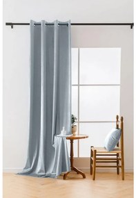 Draperii opace VELVET gri-albastru 140x250 cm (2 buc), inele metalice