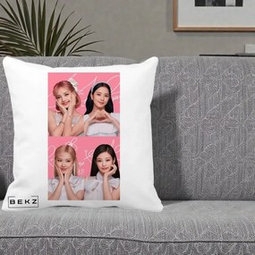 Perna Personalizata K-pop BLACKPINK Colaj Roz, 40x40 cm, Alba Mata, Husa Detasabila, Perna Inclusa, BEKZ®