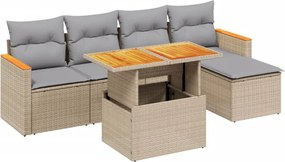 vidaXL Set canapele de grădină cu perne, 6 piese, bej, poliratan