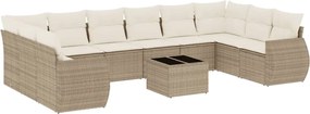 vidaXL Set canapele de grădină cu perne, 11 piese, bej, poliratan